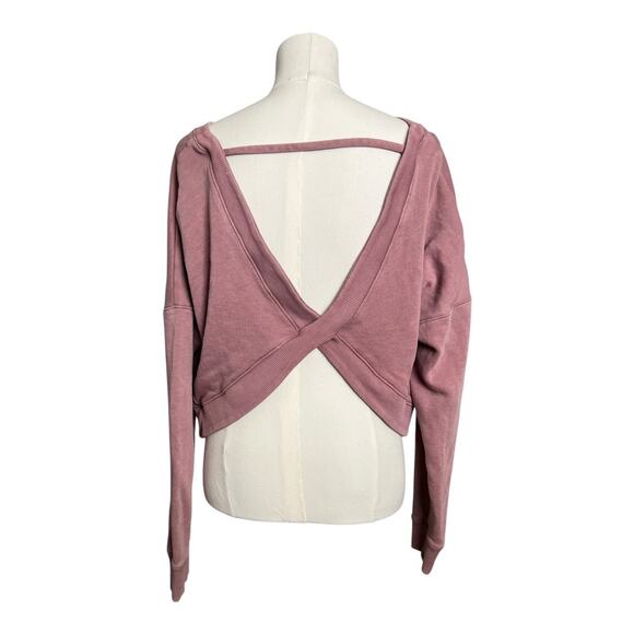 Aero Pink Grunge Sweatshirt Fleece Pullover Open Back Rose Factory Faded Large - Picture 5 of 6